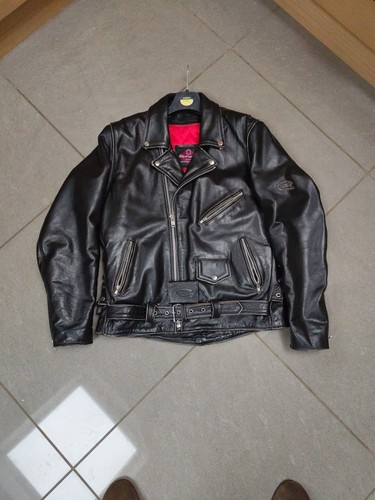 Leather biker jacket - jacket, black